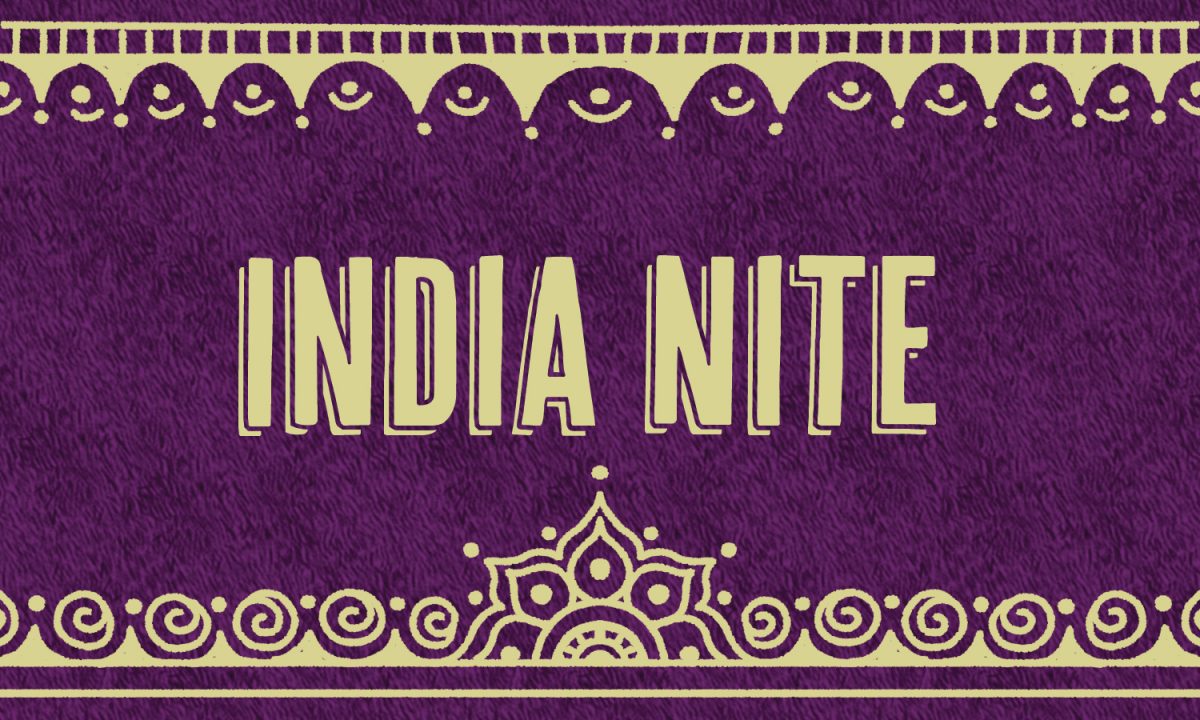 A royal purple background with the words "India Nite" in the center.