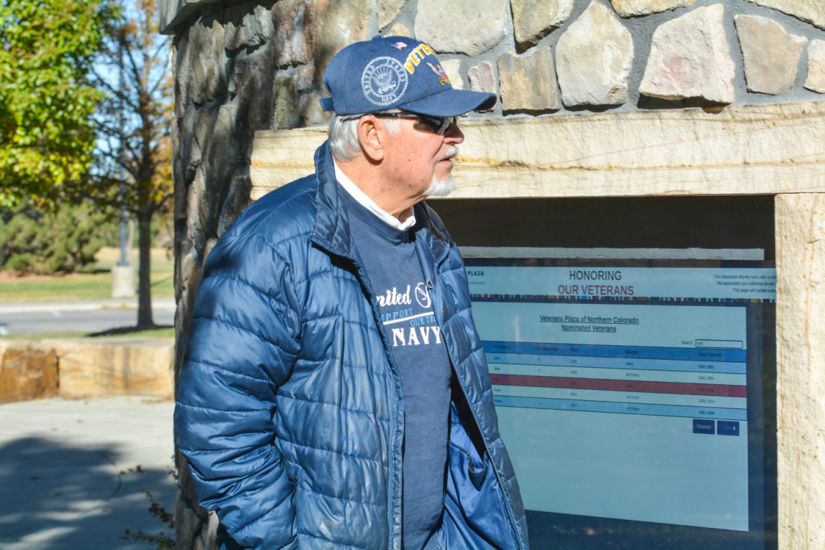 Steve Jetter walking in the Veterans Plaza of Northern Colorado Nov. 11. This was during Veterans Day at the Spring Canyon Community Park.