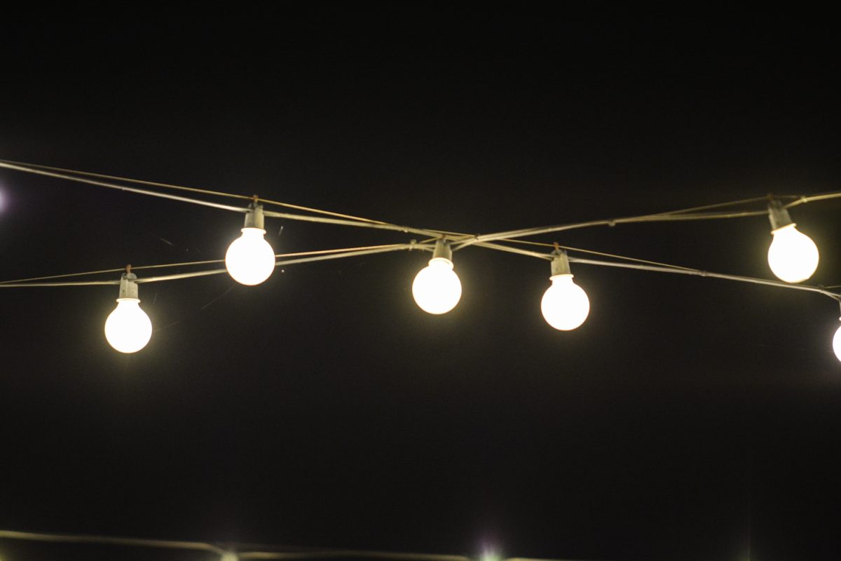 Light bulbs strung across each other