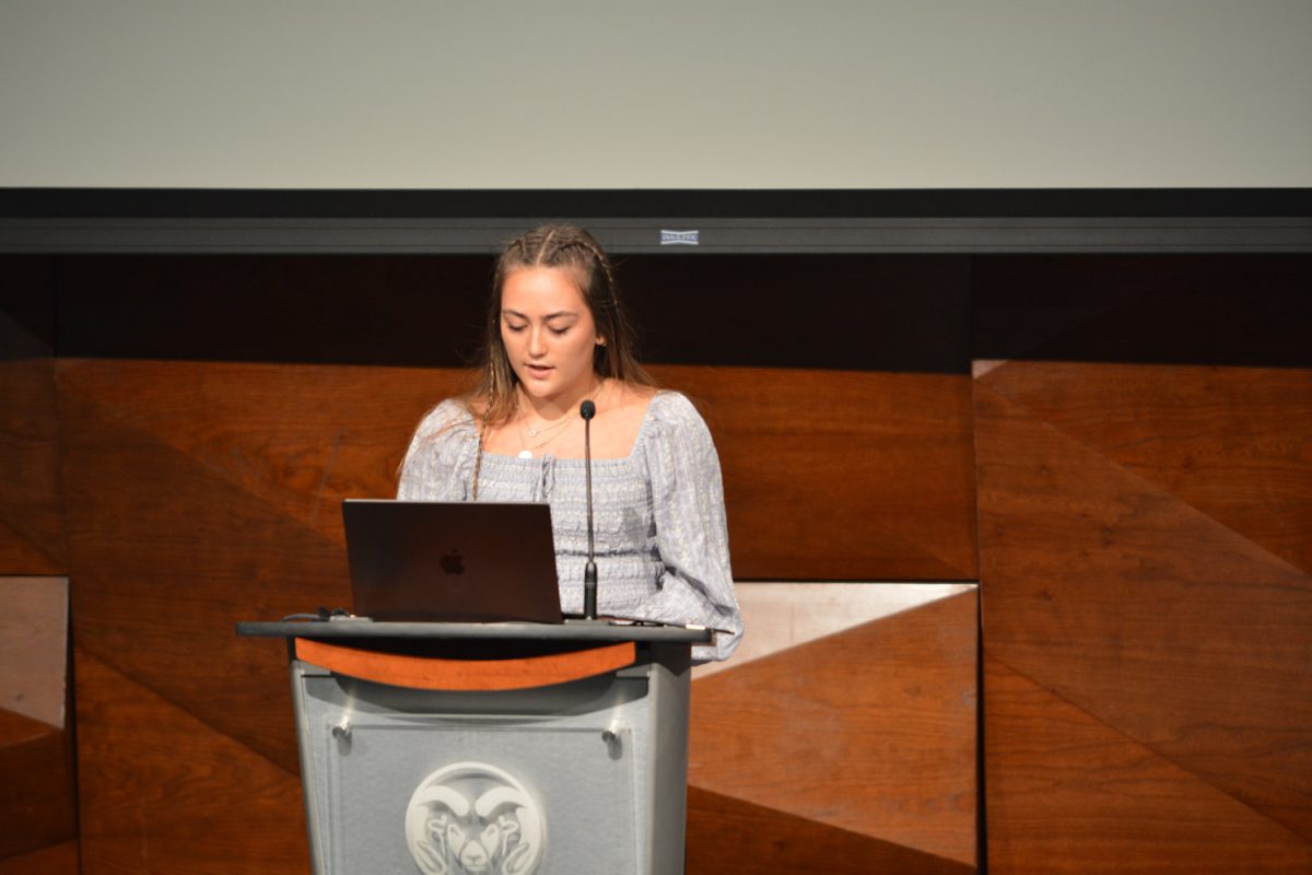 A girl talking into the microphone