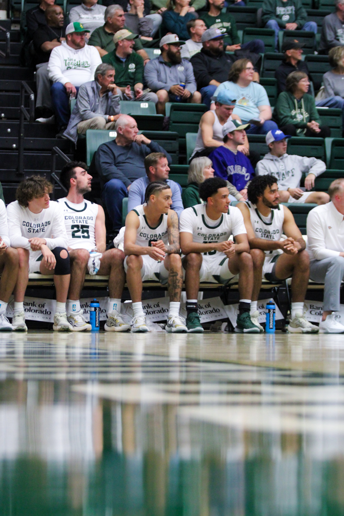 The Colorado State bench watches their team play against North Dakota.