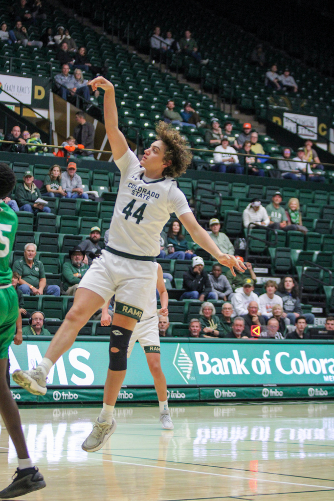 Colorado State freshman Jaden Steppe shoots a two-pointer.