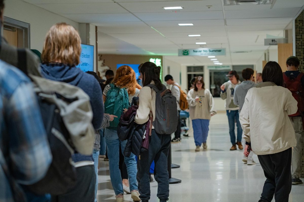 The in-person voting location inside the Lory Student Center's Never No Summer Ballroom saw residents passing through to cast their vote throughout the day Nov. 5. The line to vote wrapped around the corner as the 7 p.m. deadline to vote neared. 