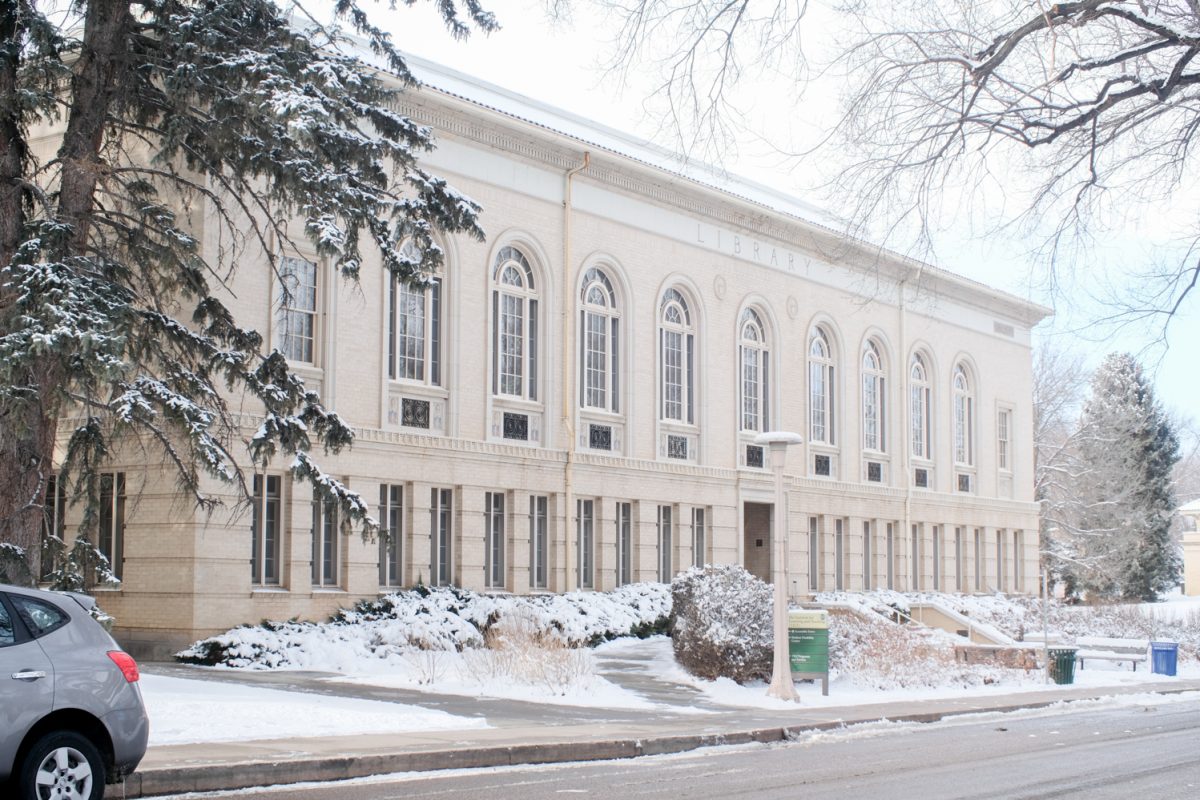 Fallen snow decorates the TILT, Institute for Learning and Teaching building in the oval at Colorado State University on Saturday, January 18.