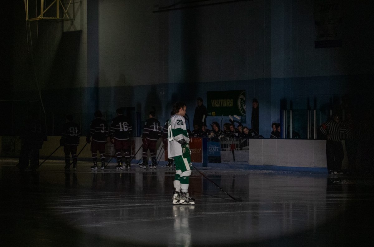 Robert Grasso (20) skates onto the ice during the starting lineup announcements during the match versus Missouri State Jan 31. The Rams lost to the Bears 5-4.