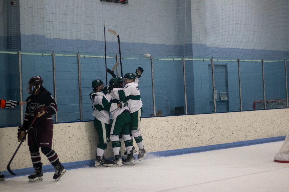 The CSU Rams celebrate after scoring a goal during the match versus Missouri State Jan 31. The Rams lost to the Bears 5-4.