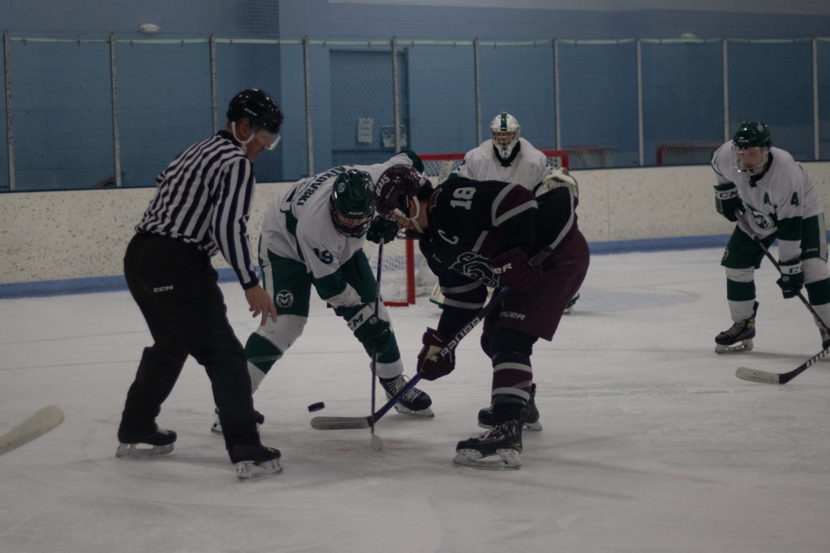 Alex Latkovski (19) faces off during the match versus Missouri State Jan 31. The Rams lost to the Bears 5-4.
