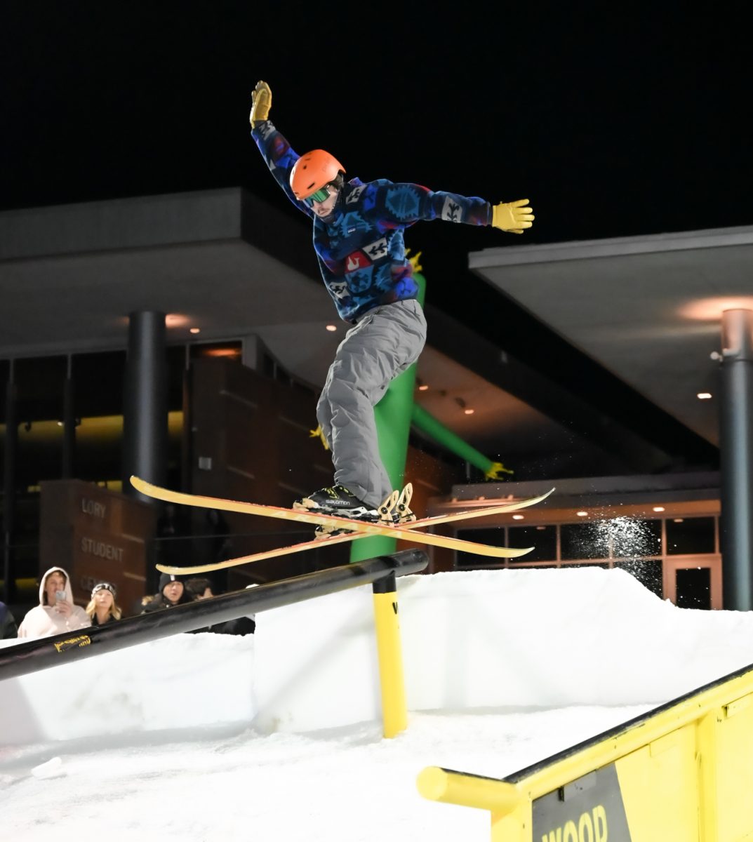 A competitor hits a rail during the Associated Students of Colorado State University x Woodward Eldora RailJam on the Lory Student Center West Lawn Feb. 13.