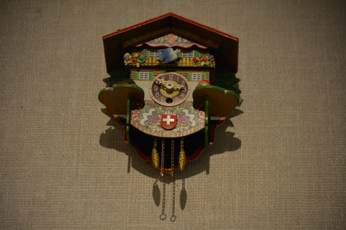 A colorful clock on a wall
