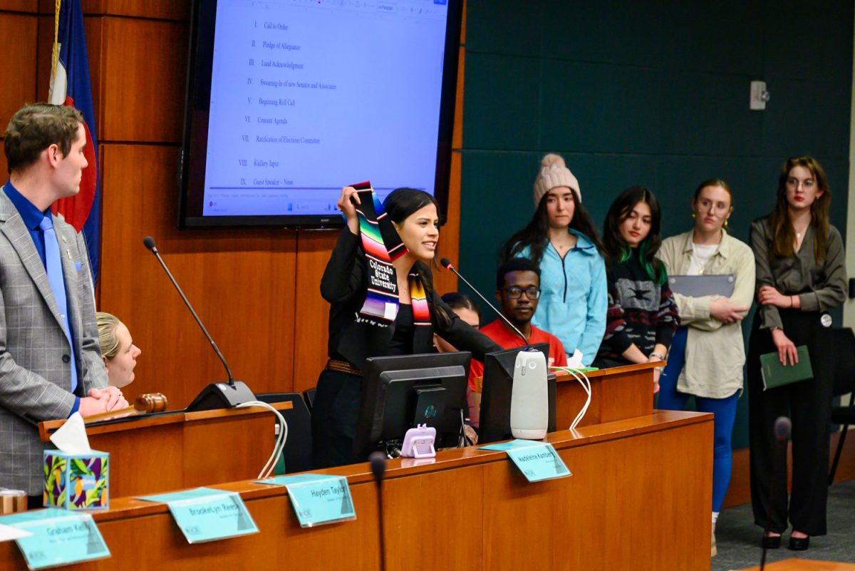 Yoseline Rivera, an Associated Students of Colorado State University senator representing the cultural resource center El Centro, speaks about the importance of cultural resource centers and DEIA principles Feb. 19. "Now I'm fighting to keep my CRC alive," she said. "We demand that CSU takes immediate steps to preserve these events and programs, ensuring that the invaluable work students have put in is not discarded."