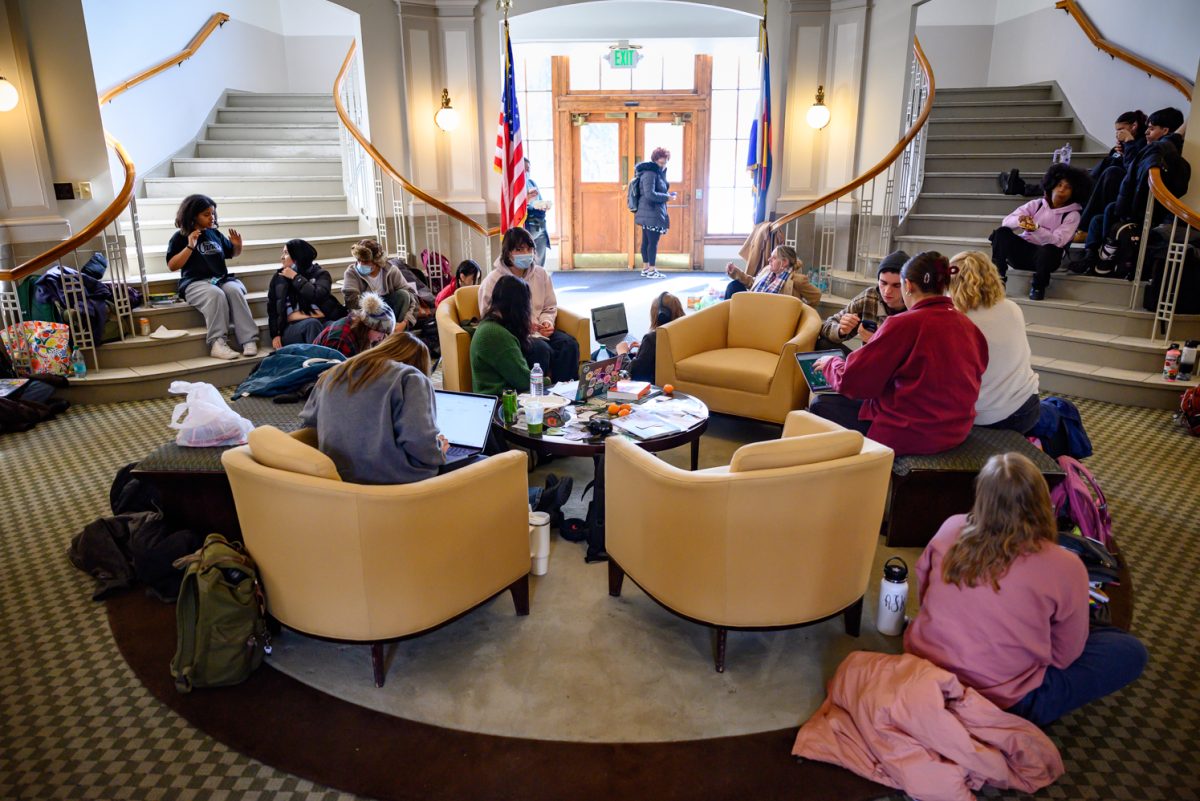 Students quietly sit in the Colorado State University Administration Building as a form of protest against CSU's stance on changing DEIA policies Feb. 20. The sit in was organized by a newly formed student group known as The People United with a goal of letting administration know they would not be silenced.