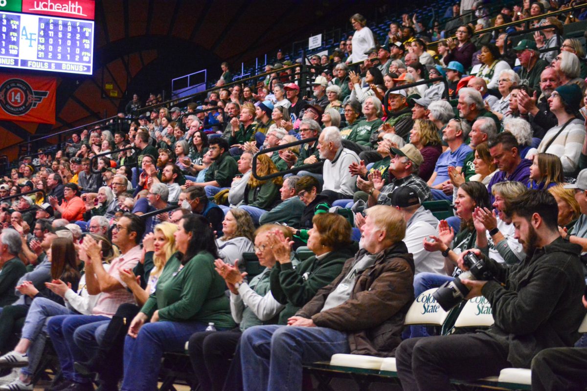The crowd going wild afer a CSU women's basketball player scored a point Feb. 1. CSU played against Air Force and took a loss with a score of 71-75. .