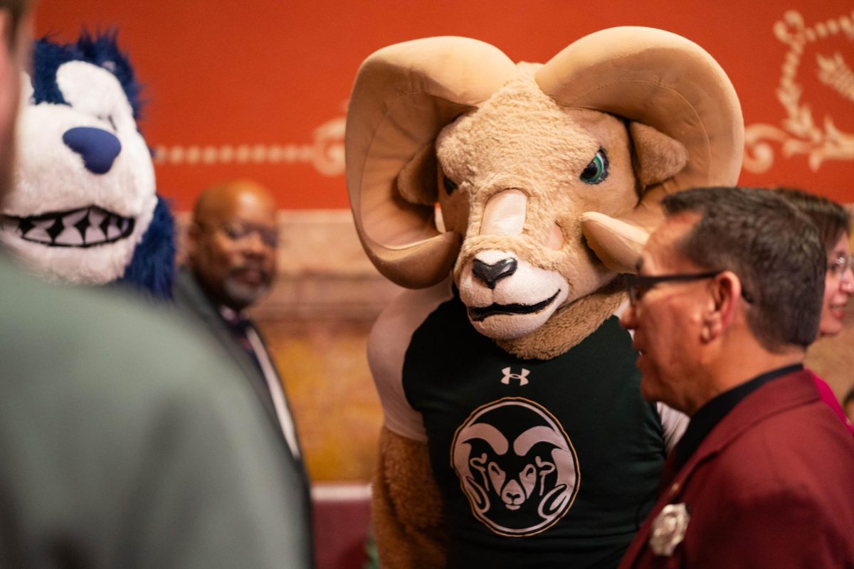 CAM the Ram and other Colorado State University system mascots engaged with senators at the Colorado Capitol on Feb. 11. Celebrating Founder's Day, the university presence engaged with legislators throughout the Senate and House of Representatives.