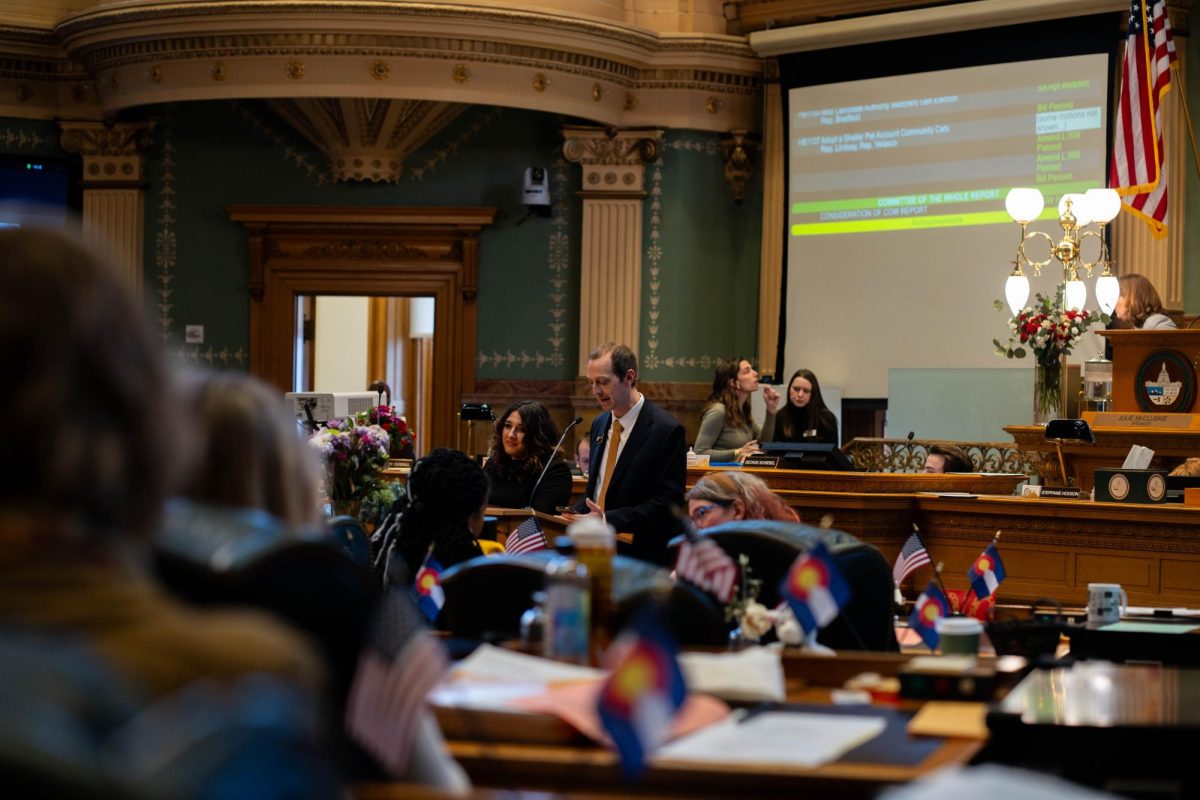 Rep. Andrew Boesnecker delivers second reading on HB25-1131, "Eliminate Student Cap at Colorado State University's Veterinary Program." The bill seeks to further veterinary education efforts by removing the enrollment cap for CSU vet school. The bill passed second reading.