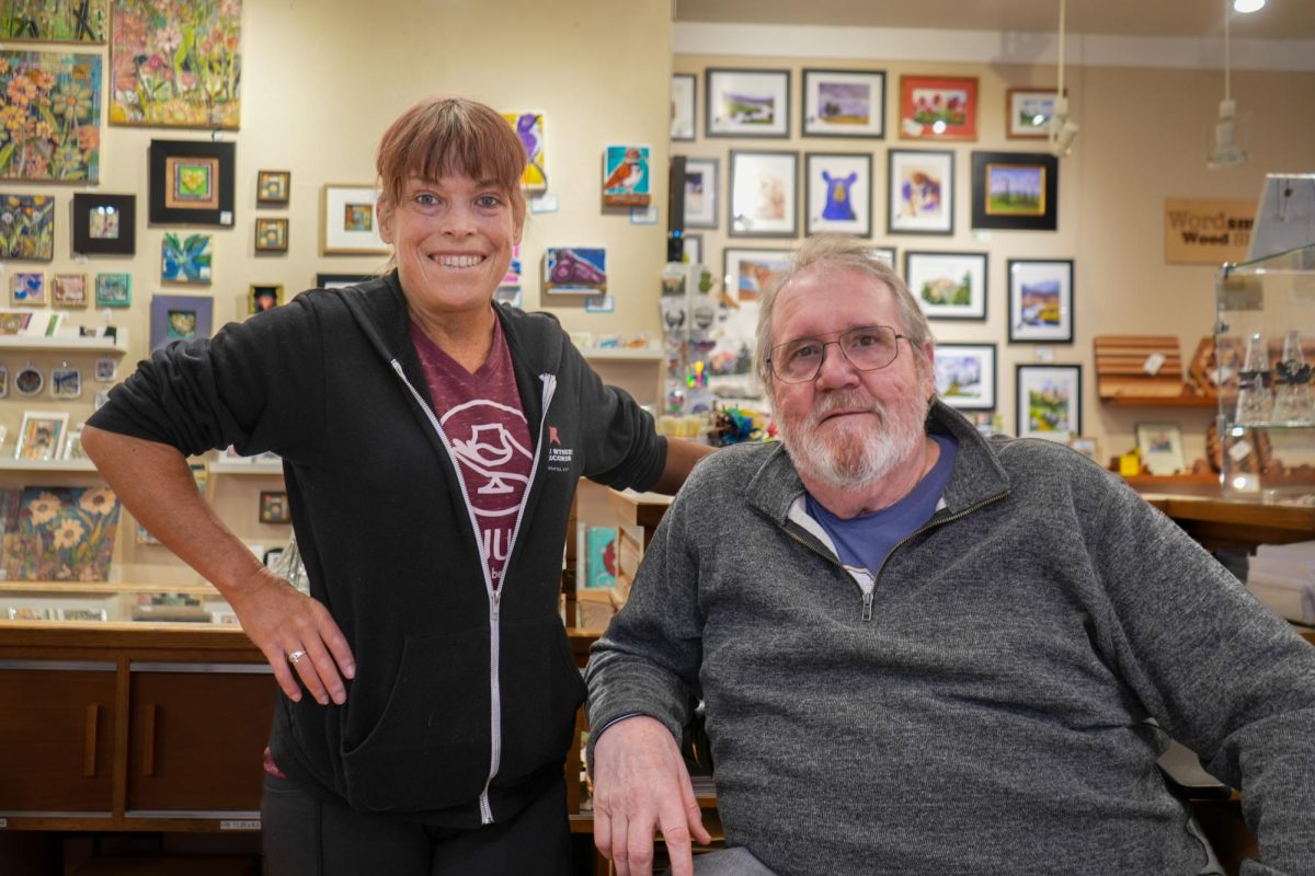 Russell Skinner and Ren Burke, two contributing artists to the Trimble Court Artisans, pose for a picture Feb. 27. "Trimble Court Artisans has been here for nearly 52 years," Skinner said. "The co-op is soon to have 62 contributing artists, nearly all of whom are local to Fort Collins."