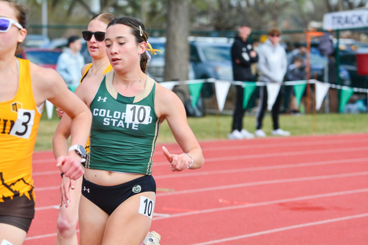 A Colorado State runner ran her long distance event March 29. These athletes performed at the Jack Christiansen Memorial field.