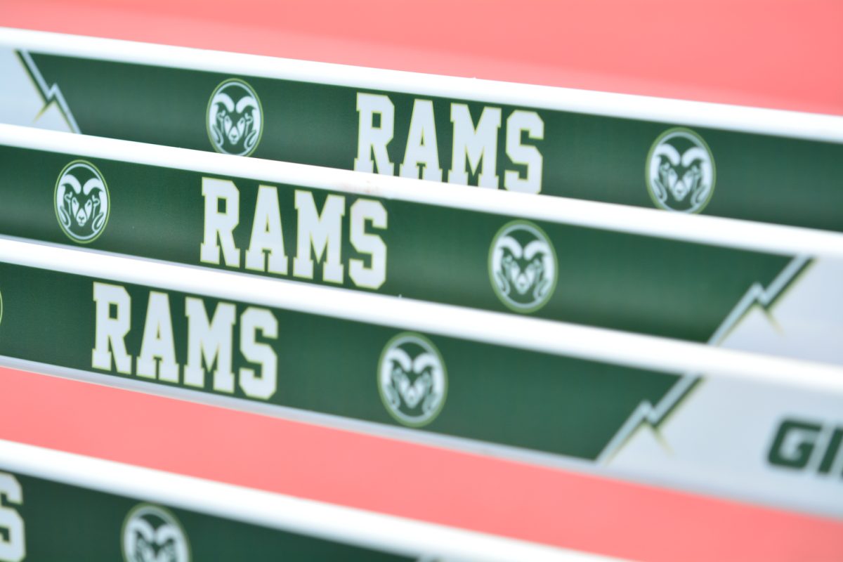 Colorado State Universitys hurdles being set up for the hurdles event March 29. This was at the Jack Christiansen Memorial Field.