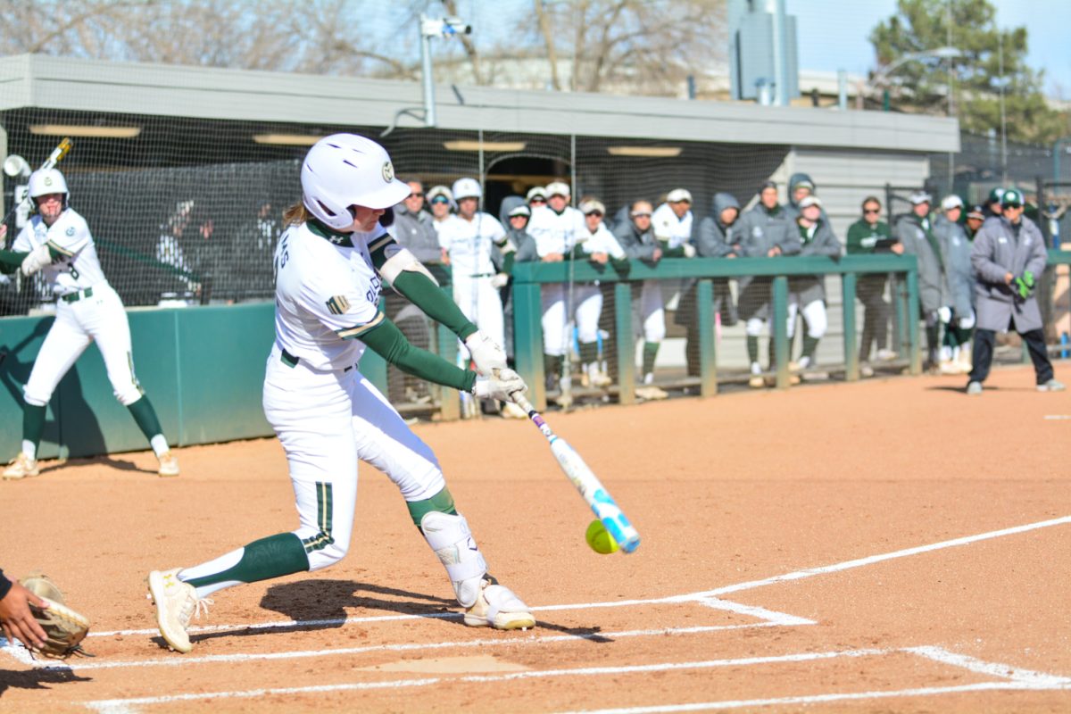 Brooke Bohlender hitting the ball against UNLV March 15. Brooke hit a foul ball and was able to hit again.