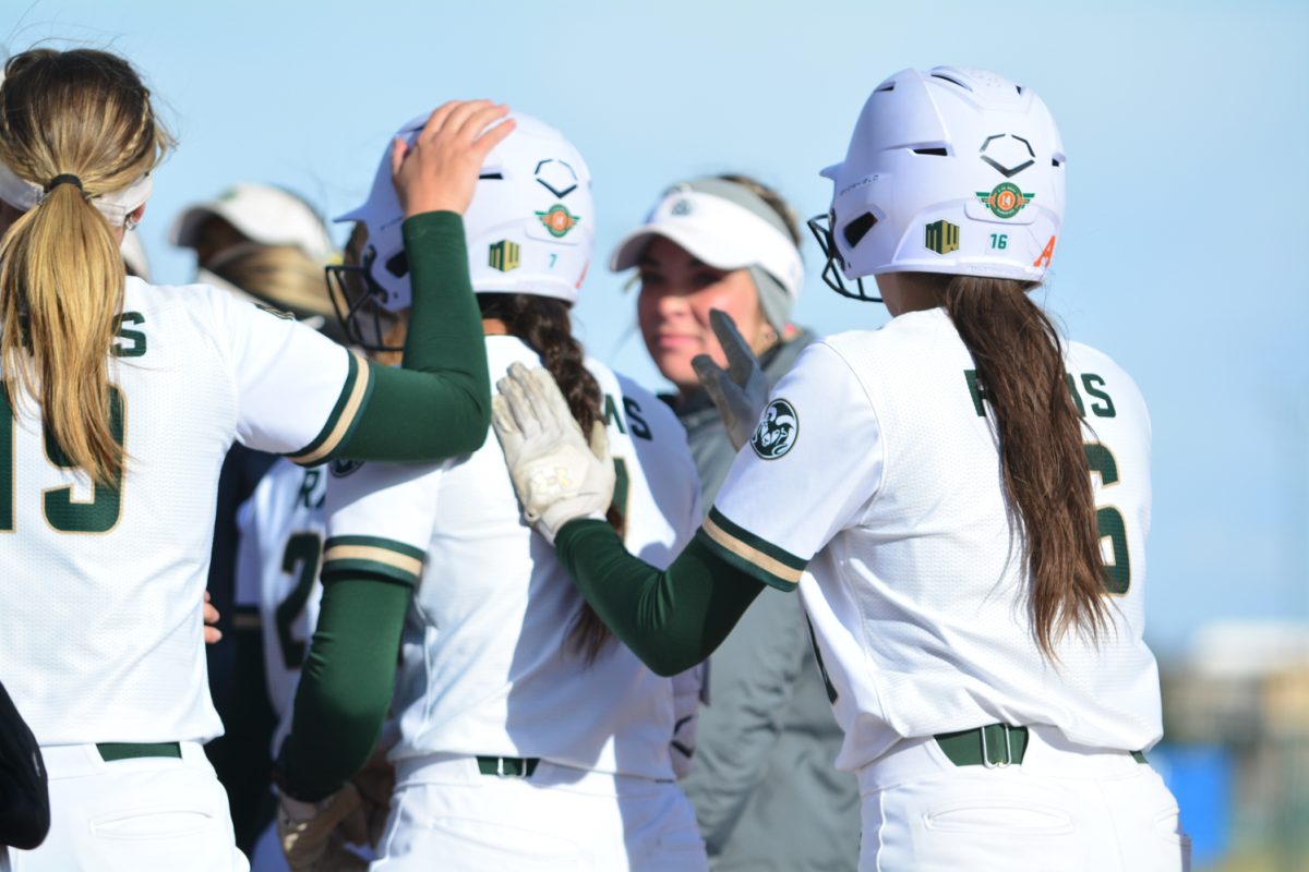 Colorado State University Softball team celebrating a homerun March14. These girls played against UNLV.