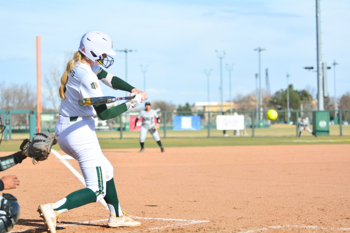 Brooke Bohlender bats in Colorado State University's game against UNLV, the first of three games in the series March 14. CSU won 9-5. 