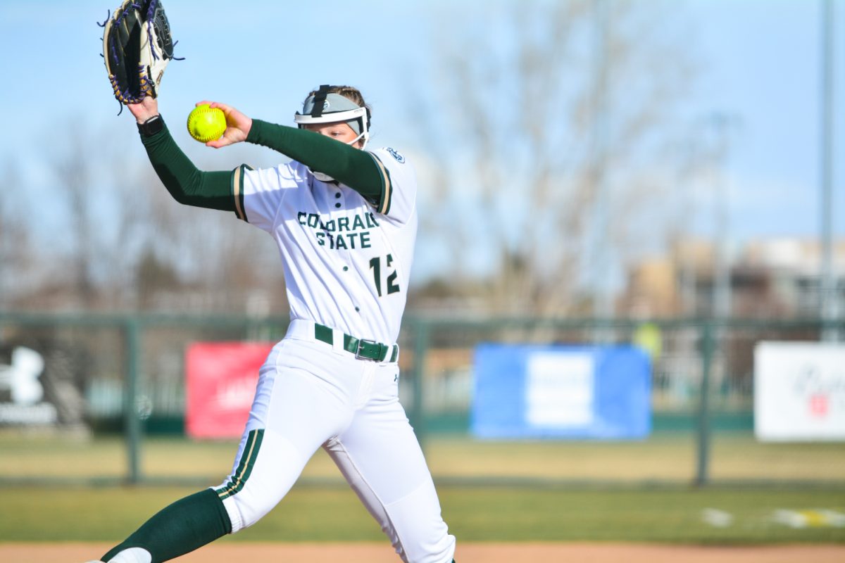 Reagan Wick pitching the ball to a UNLV player March 14. Reagan pitched an amazing game against UNLV.
