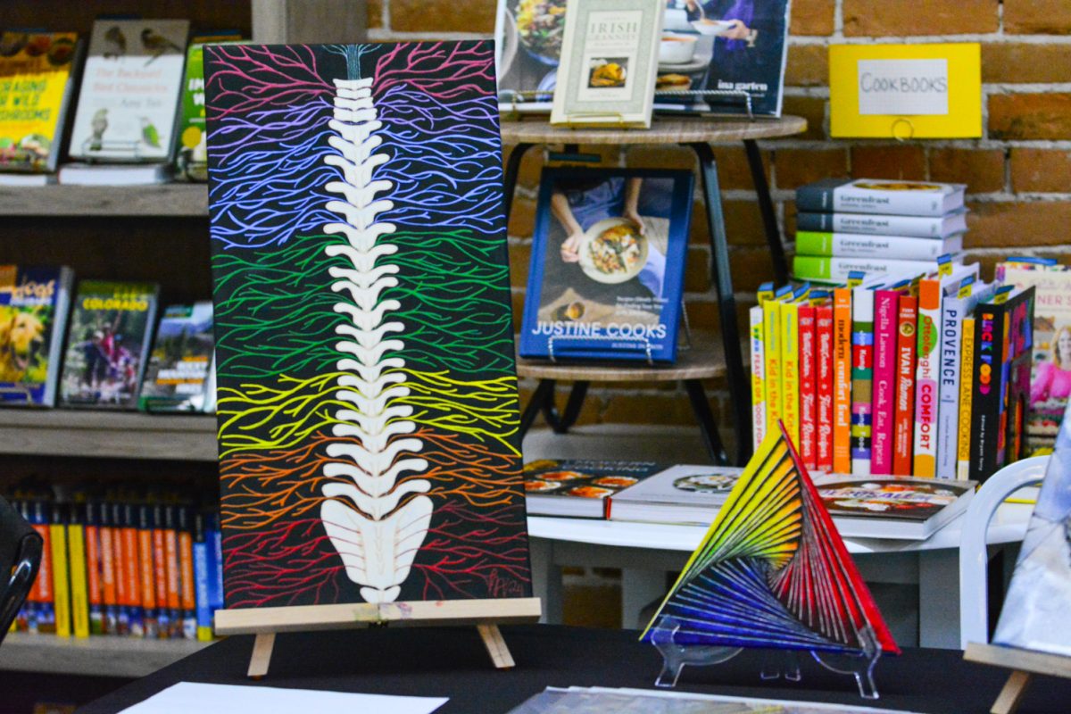 A piece of art that looks like a spine March 8. This piece was a part of the art walk in downtown Fort Collins.