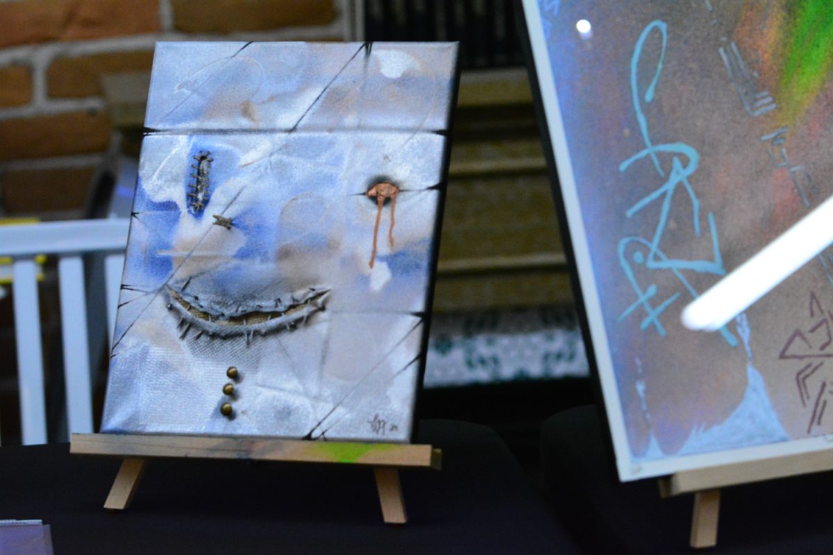 An art piece showcased by a local artist at an art walk in Fort Collins March 8. This art walk had a singer and multiple artists.
