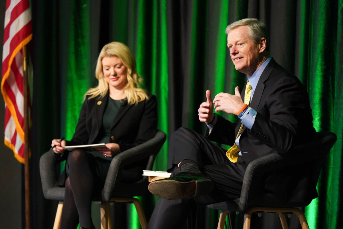 President Amy Parsons and NCAA President Charlie Baker discuss the importance of intercollegiate athletics and Baker's goals regarding modernizing college sports, investing in growth and ensuring support for student athletes' development March 7.