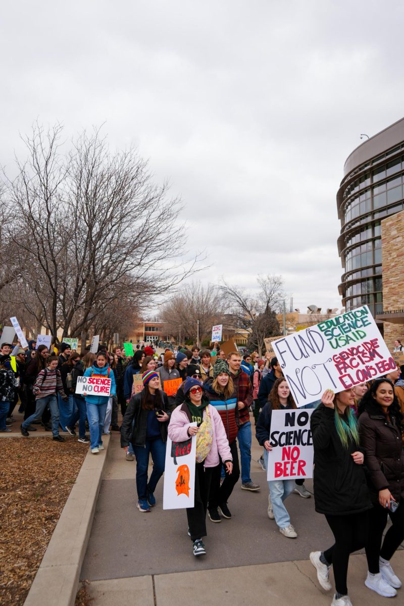 Protesters begin their march that began in the heart of Colorado State's campus and culminated in Old Town Square, Fort Collins. March 7, 2025
