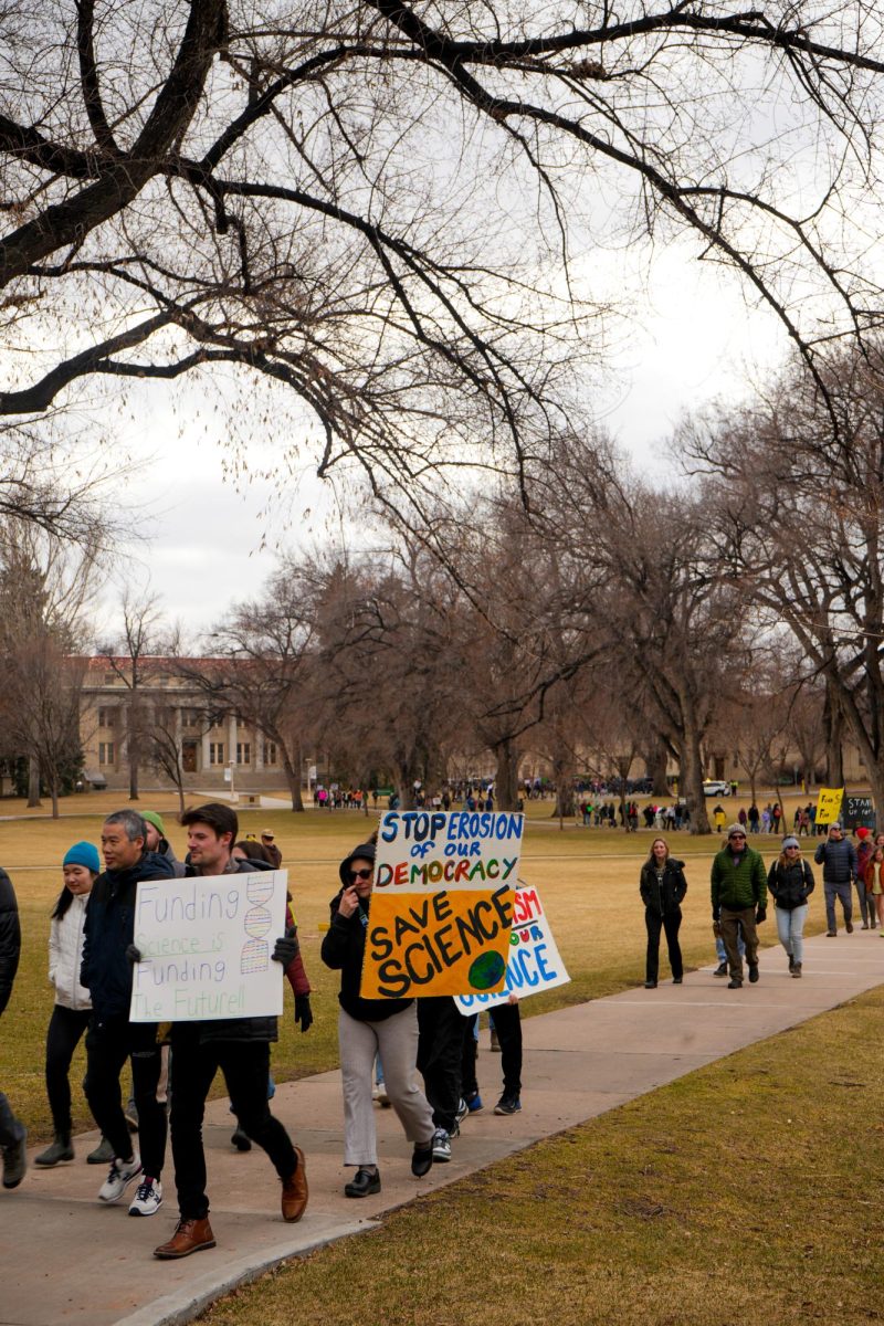 CSU students, faculty, and community members start making through the Oval to Old Town Square in support of the nationwide protest "Stand up for Science" on March 7 2025. 