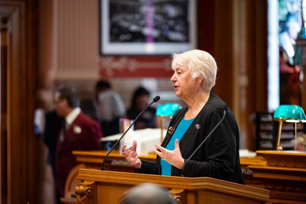 Colorado State Sen. Cathy Kipp speaks to senators in the Denver Capitol senate chambers March 10, 2025. In attendance were members of the Associated Students of Colorado State University, who visited the Capitol building to learn about legislative processes.
