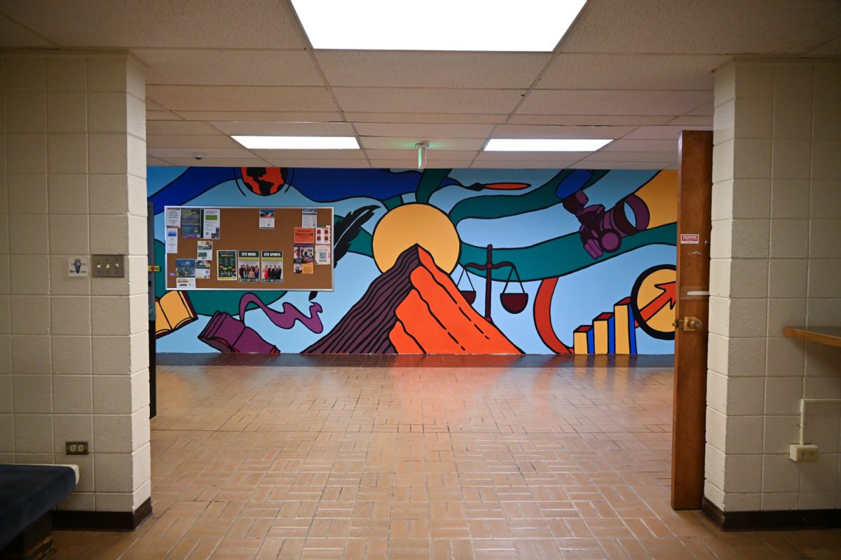 The newly painted mural on the first floor of Clark C. Mar. 25, 2025