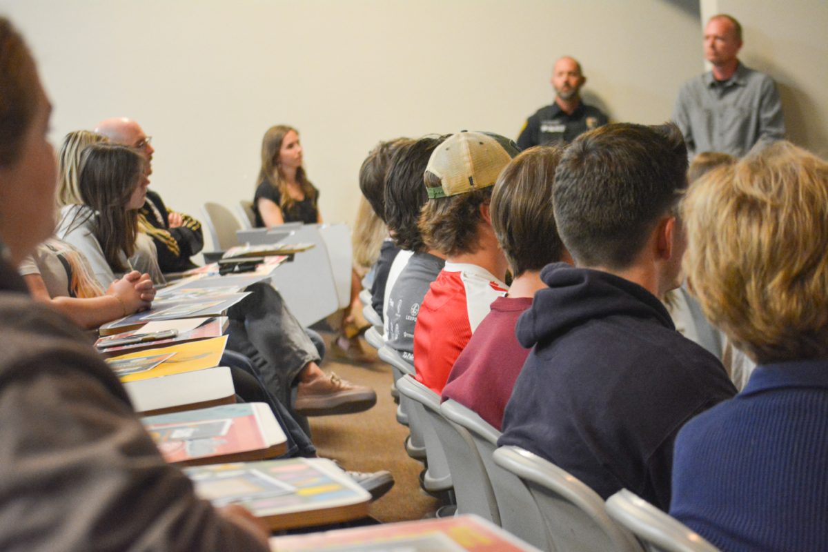 The audience of all ages listening to Chloe Cole's speech about anti-trans March 27. Colorado State University invited Chloe Cole to speak about this topic.