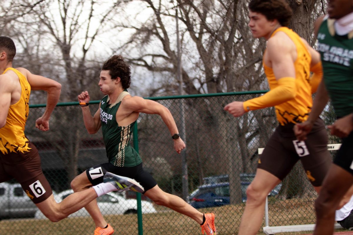 Colorado State University sprinter runs the 400 meter event  at the Jack Christiansen Invitational at Colorado State University in Fort Collins Colorado on March 29. Photo taken by Erica Pickering.