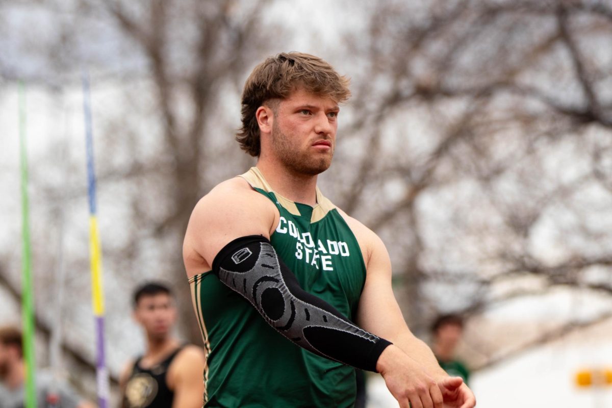 Cameron Kalaf after throwing in the javelin event at the Jack Christiansen Invitational at Colorado State University in Fort Collins Colorado on March 29. Photo taken by Erica Pickering.