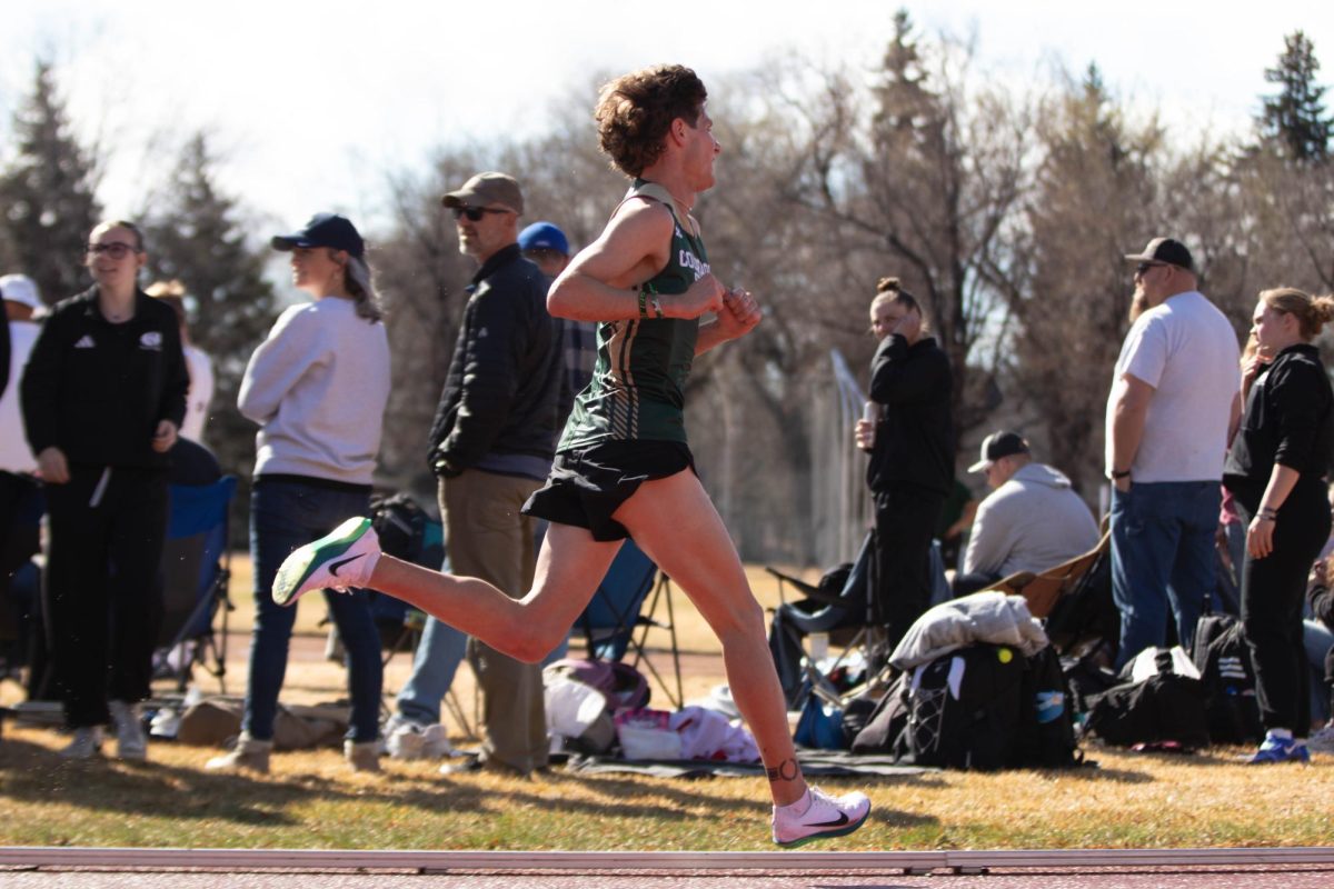 Colorado State University runner races at the Jack Christiansen Invitational at Colorado State University in Fort Collins Colorado on March 29. Photo taken by Erica Pickering.