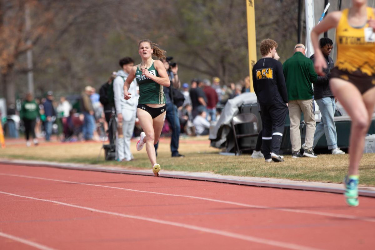 Colorado State University runner finishes strong at the Jack Christiansen Invitational at Colorado State University in Fort Collins Colorado on March 29. Photo taken by Erica Pickering.