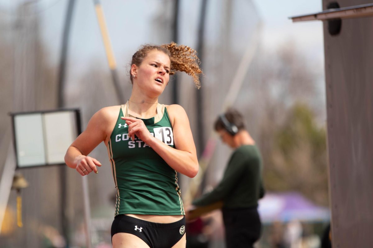 Colorado State University runner recovers after running at the Jack Christiansen Invitational at Colorado State University in Fort Collins Colorado on March 29. Photo taken by Erica Pickering.