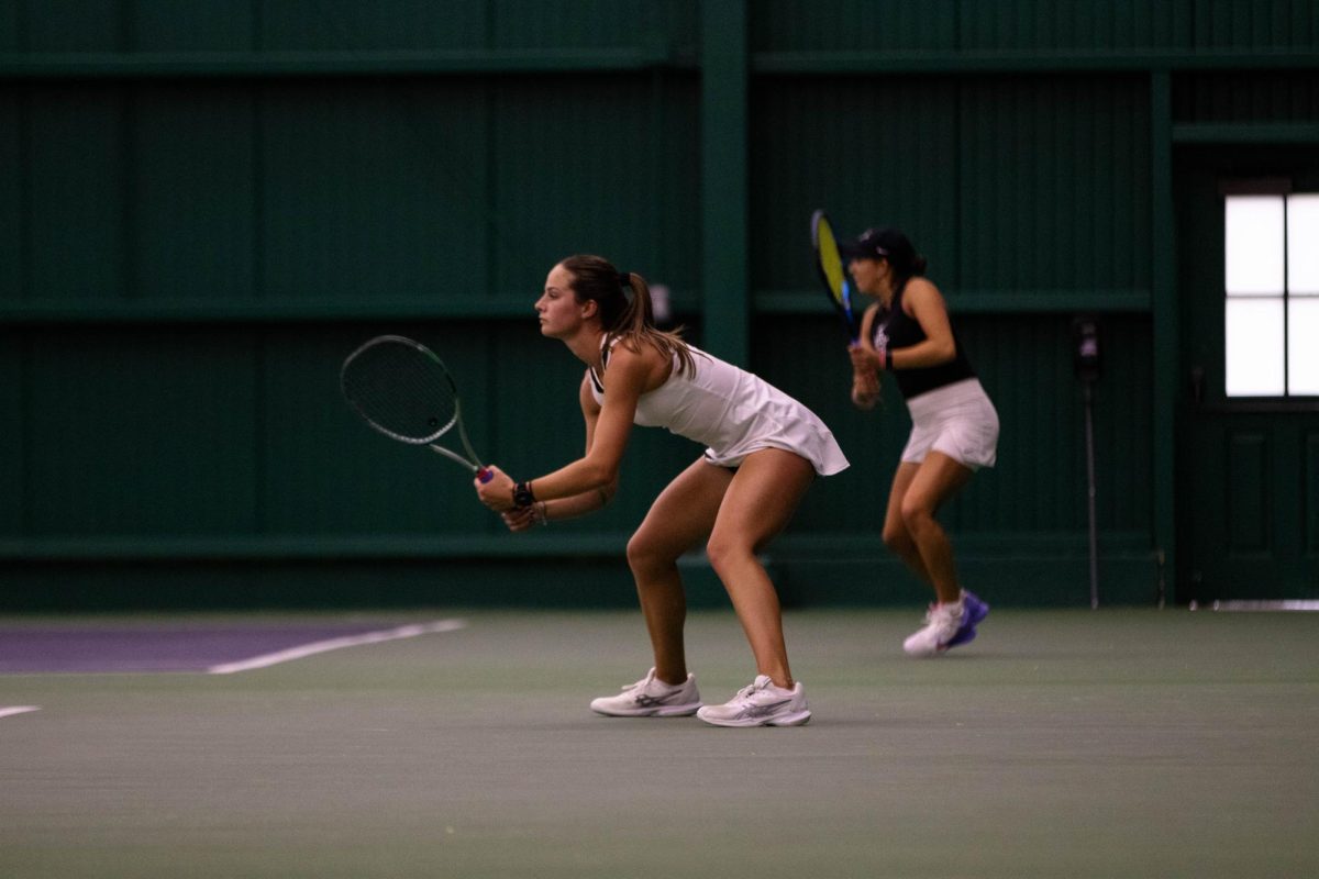 Lauren Avelar preparing for her next hit during match against San Diego State University on March 30 at the Fort Collins Country Club in Fort Collins Colorado. Photo taken by Erica Pickering.