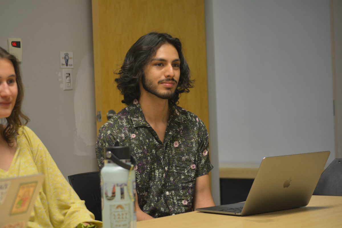 Aden Valdez listening to the speakers that attended the Restorative Justice meeting April 8. This club meeting was held at the Behavioral Science building at Colorado State University.