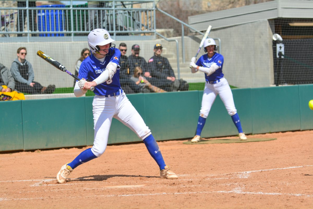Lauren Stucky hitting the ball against San Diego State April 5. Lauren and her teammates defeated San Diego State with a score of 2-0.