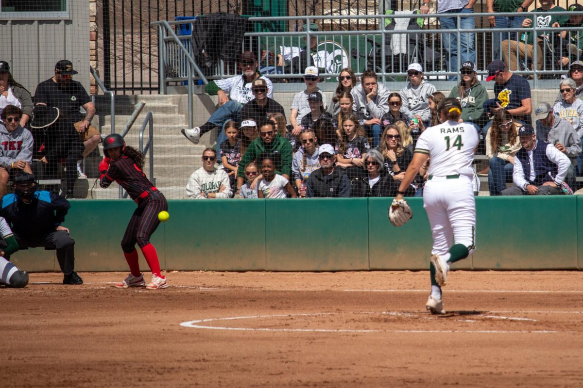 Giselle Bentley (14) pitches the ball during the match against San Diego State University April 6.