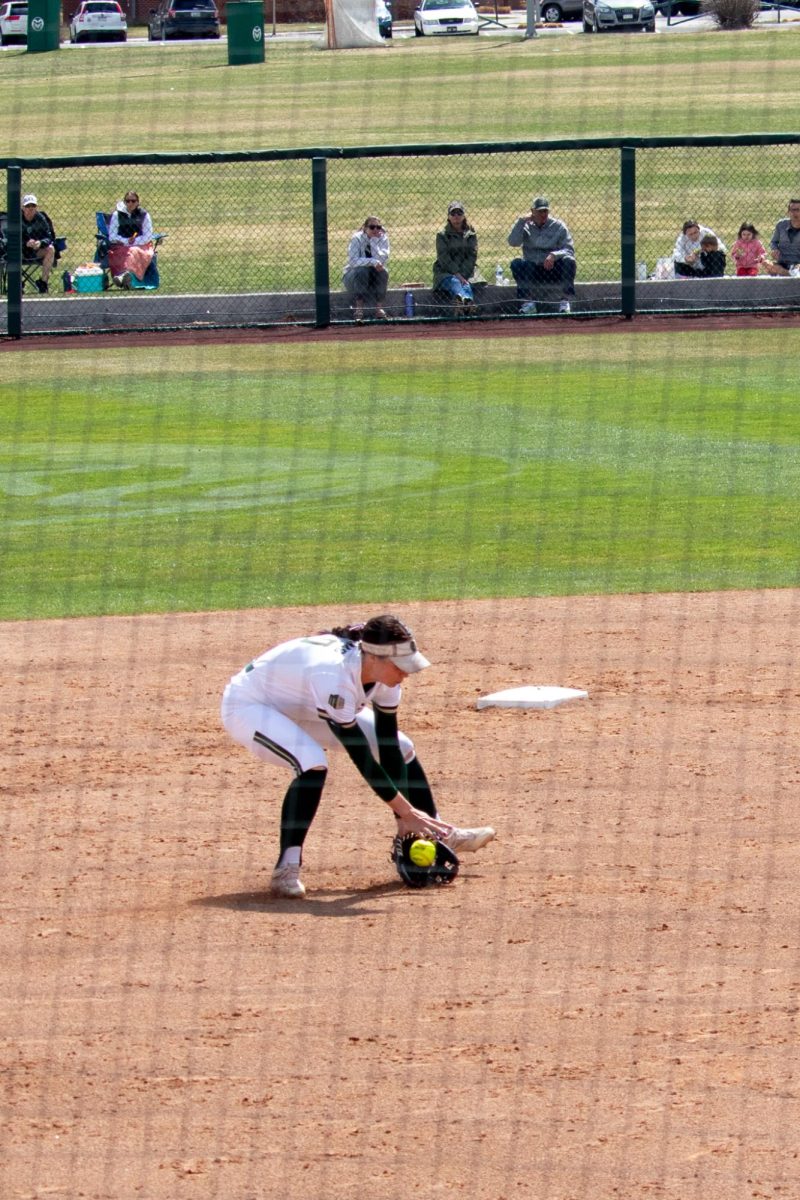 Jordan West (20) fields the ball during the match against San Diego State University April 6.