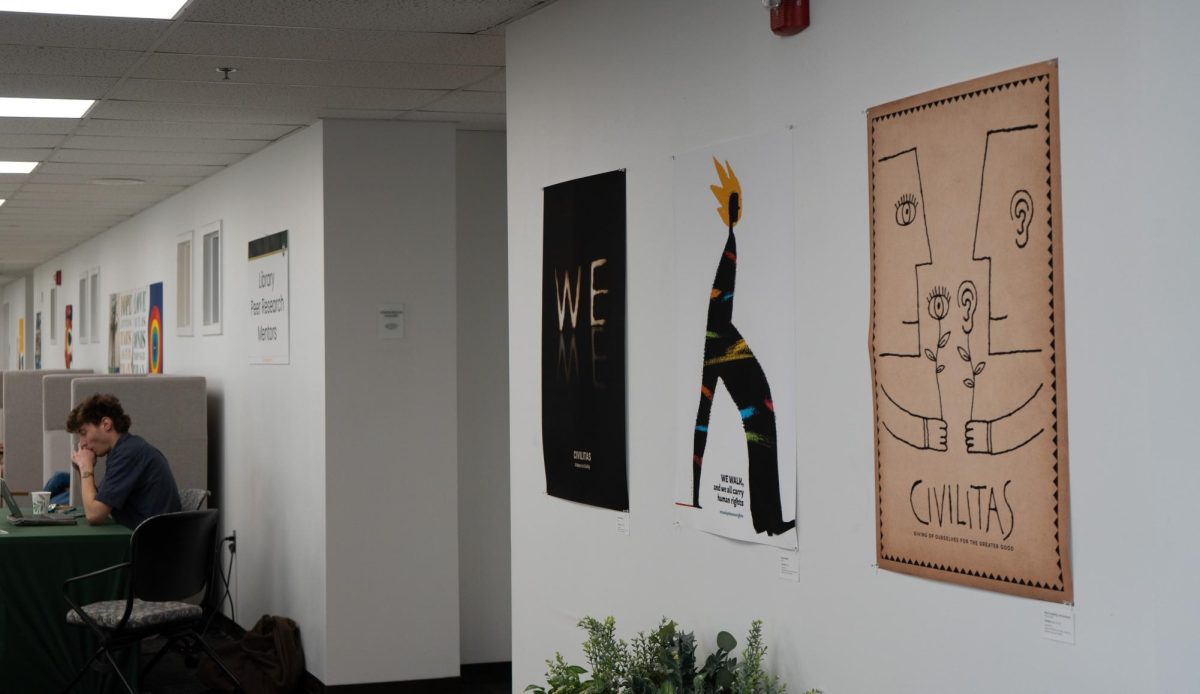 The "CommUNITY: Posters of Peace and Shared Horizons" exhibit is on display on the Morgan Library first floor in between its two wings. Apr 9. 