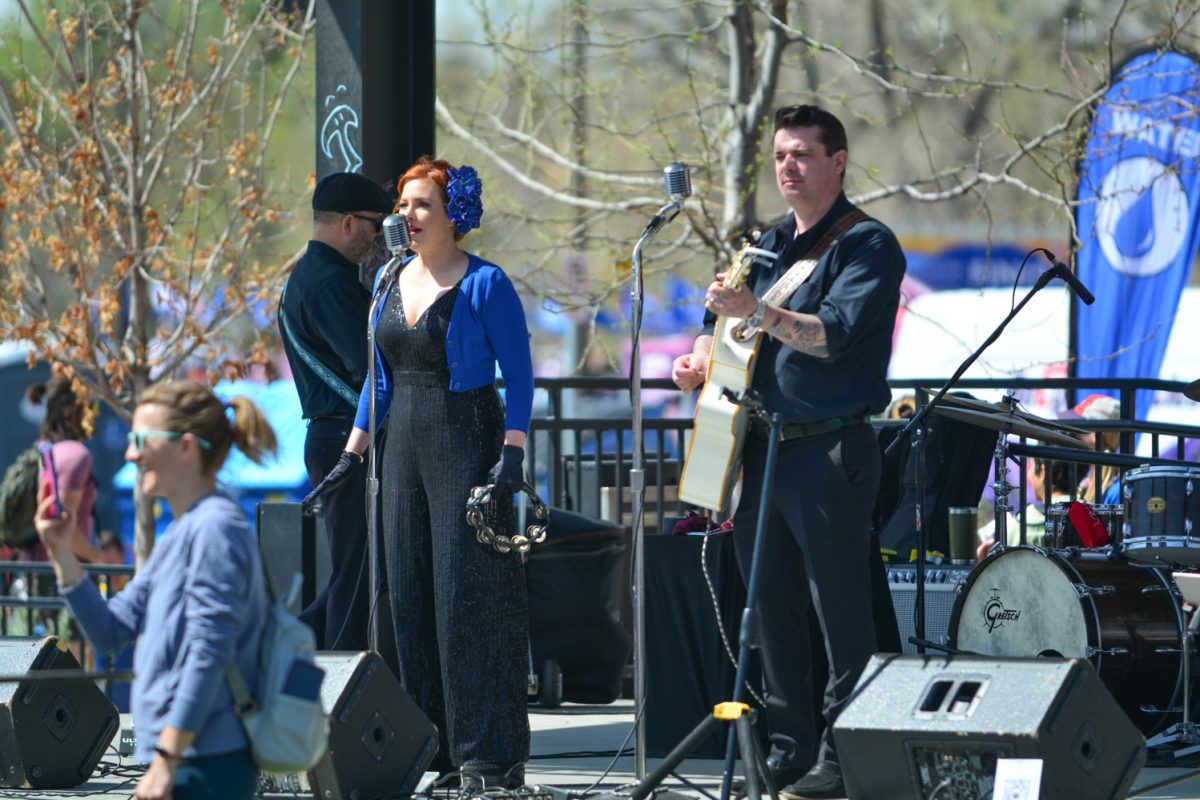Artists performing at New Belgium Brewing company April 13. This performance was put on to celebrate the runners that completed the Horsetooth Half Marathon. 