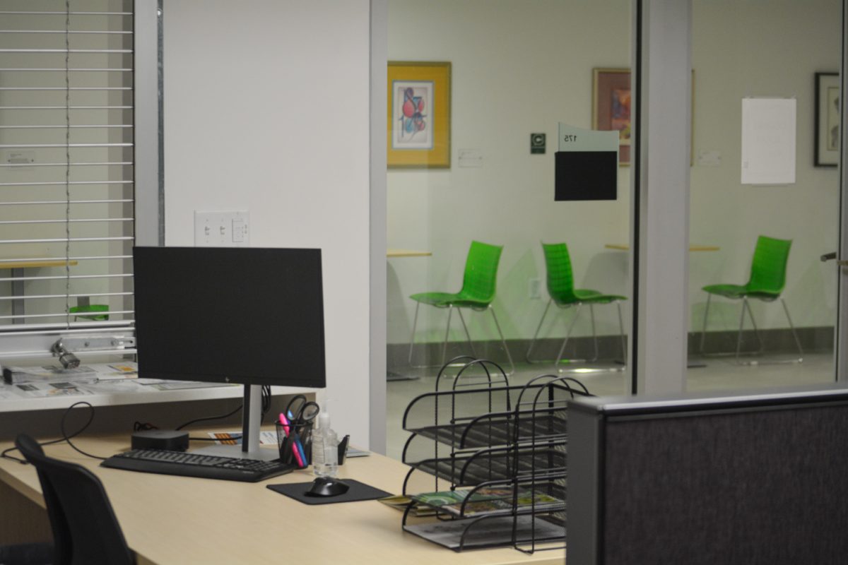 The new HUB office for student services April 21. The room that was occupied by Adult Learner and Vetern services is now occupied by an office where students can go to get help.