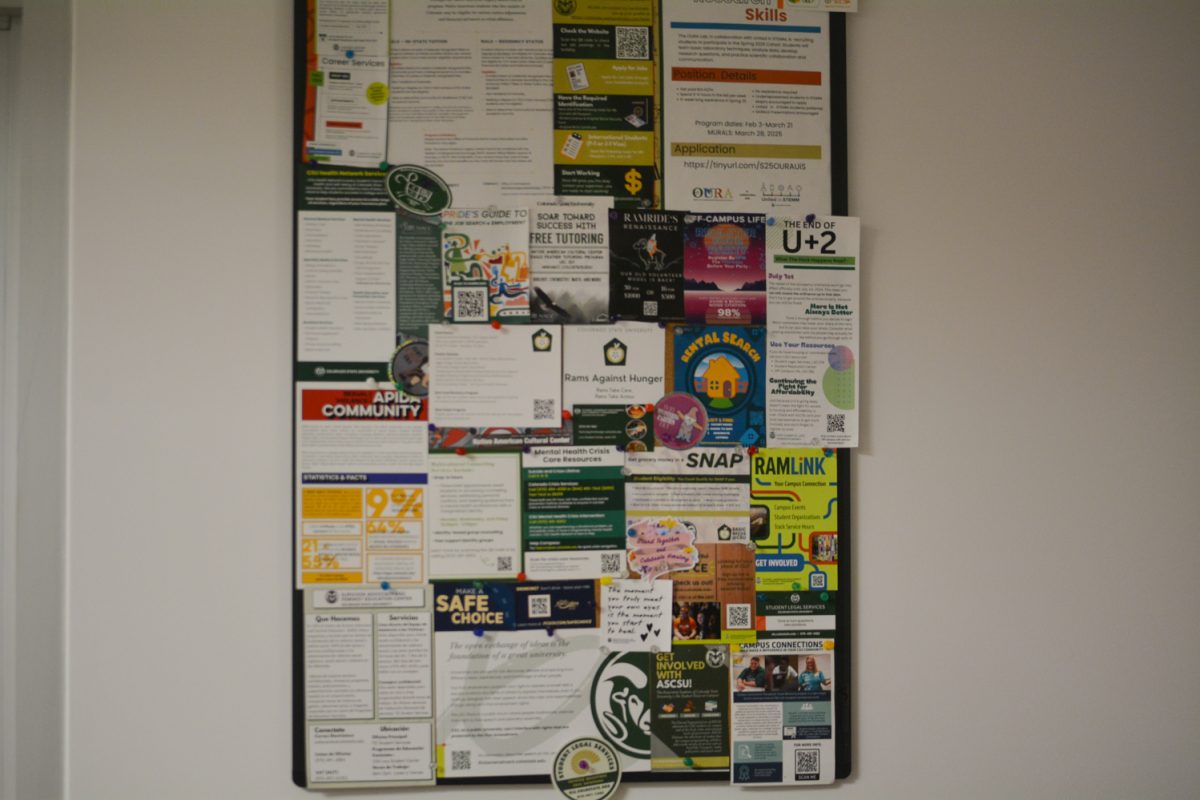 A bulletin board in the new HUB student service office space April 21. This office is meant to be where students come for help regarding financial aid, registration, student records, student billing or housing and dining services.