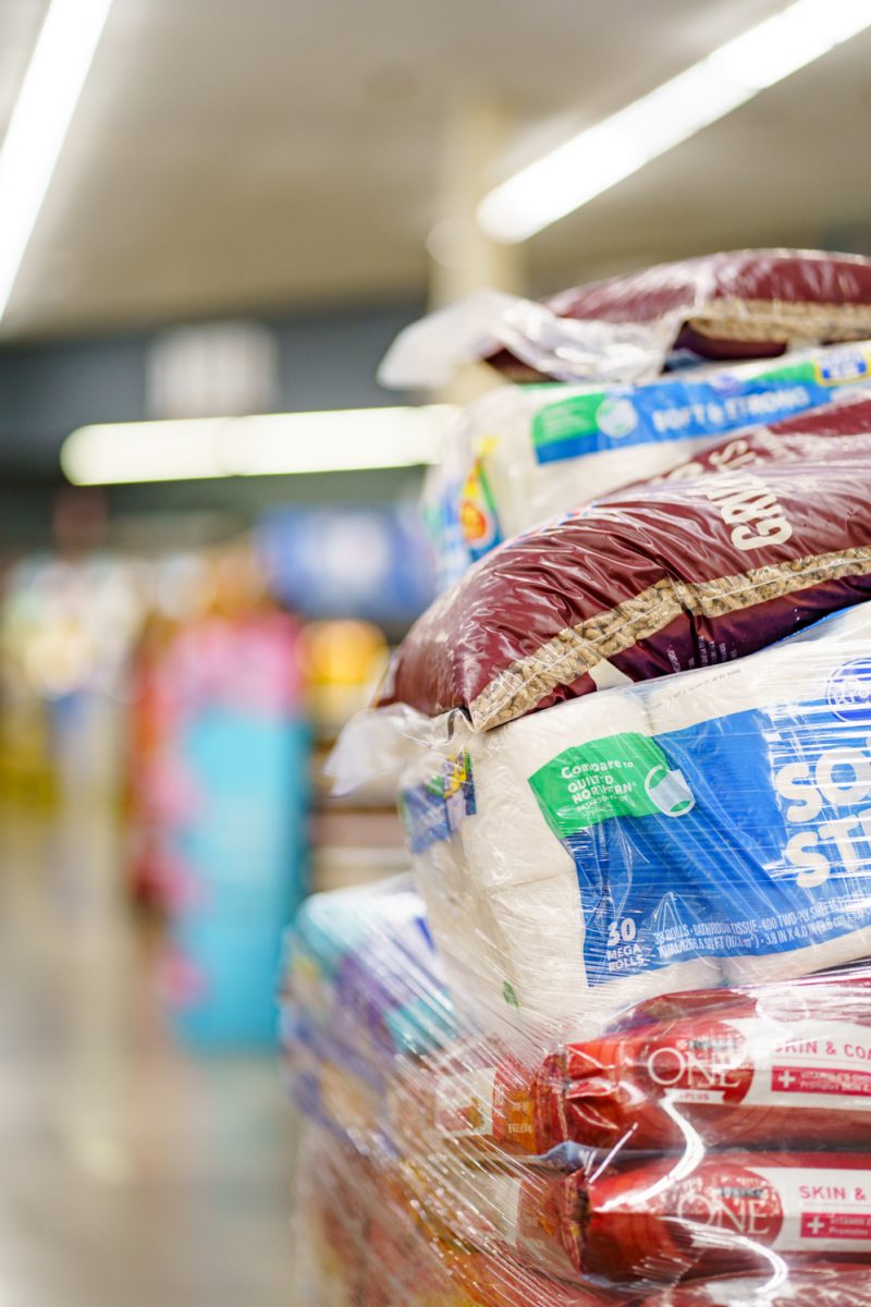A pallet of delivered supplies in King Soopers on Taft Hill, Fort Collins April 21.