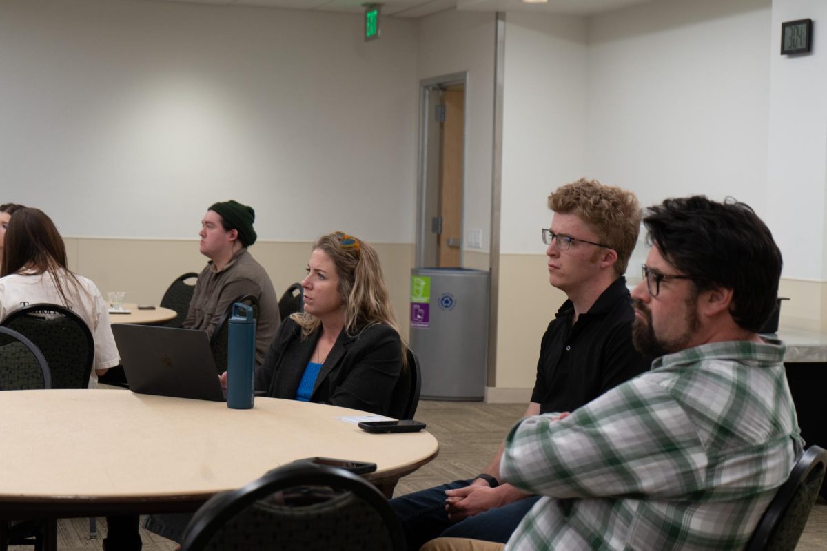 Attendees listen to an educational meeting on ranked choice voting in the LSC, a type of voting being implemented on the local scale in Fort Collins. Apr 23.