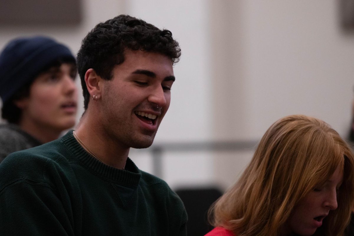 Alessandro Henandez sings during the CSU Mainstreet A Capella club practice at the University Center of the Arts in Fort Collins Colorado on April 4. Photo taken by Erica Pickering.